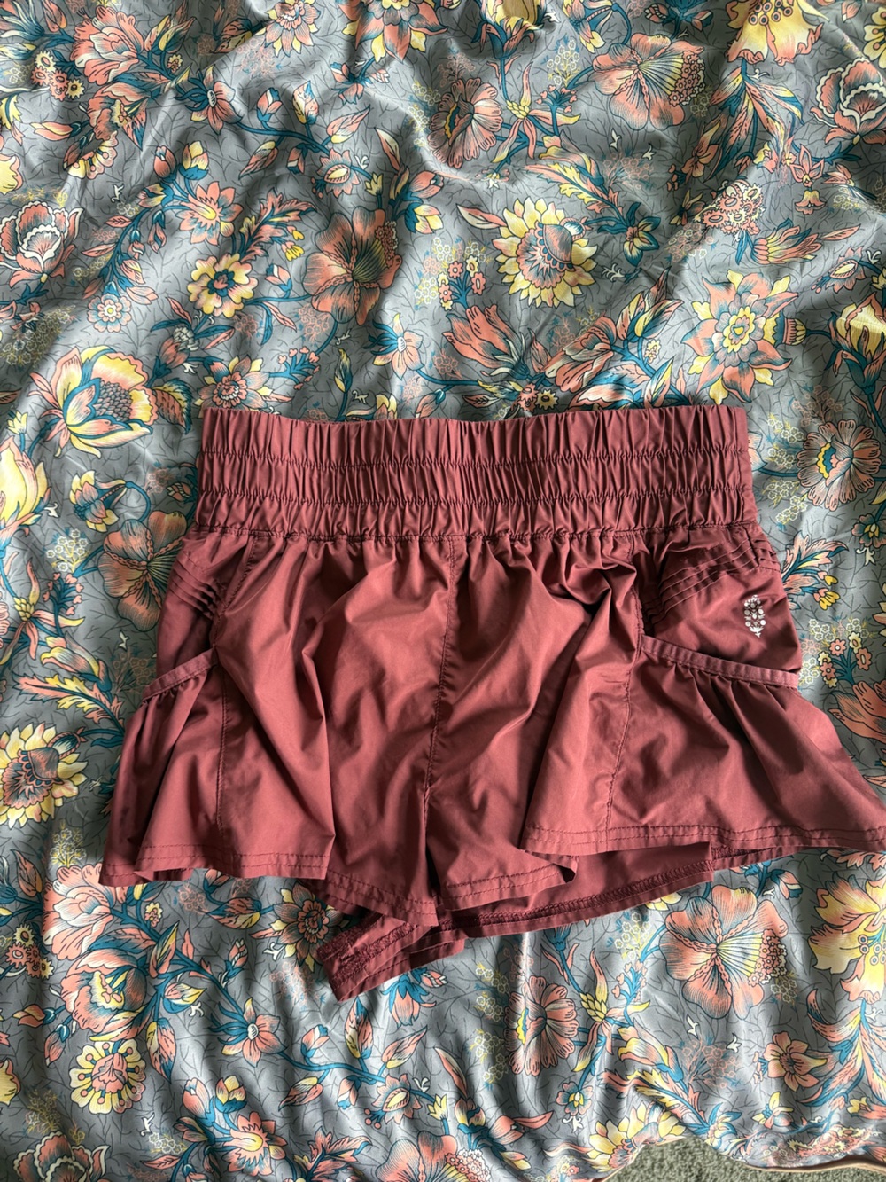 FP Movement Mauve Athletic Ruffle Shorts